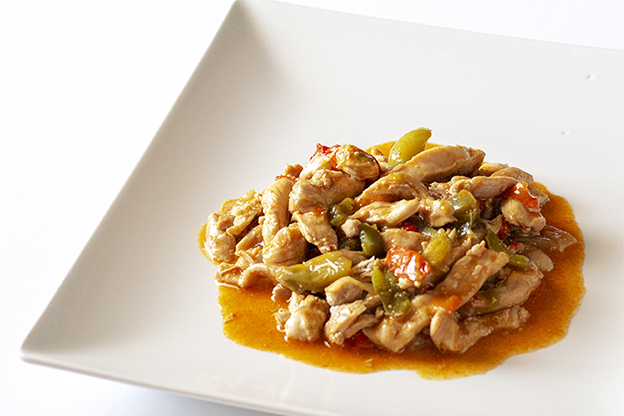 Tajaditas de pollo braseada... a domicilio