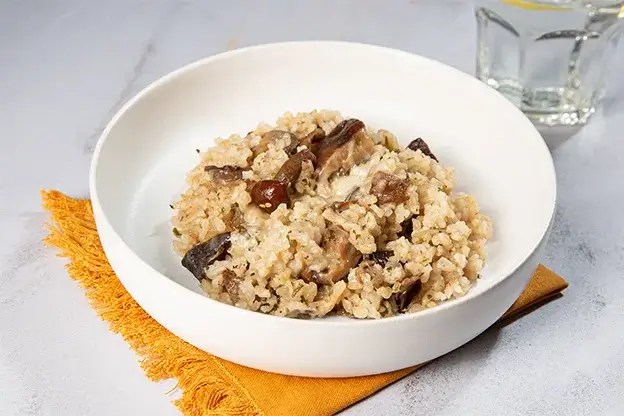 Risotto de setas con parmesano a domicilio